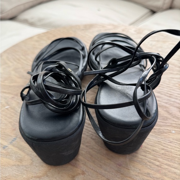 ANCIENT GREEK Esperida Black Leather Strappy Platform Sandal Size 7 - Picture 3 of 7